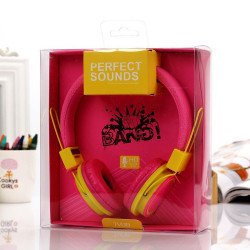 Perfect Sound Stereo Headphone with Mic (Hot Pink Yellow)